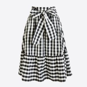 NWT J Crew gingham midi bow skirt size 4